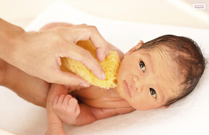 Using a baby wash during bath